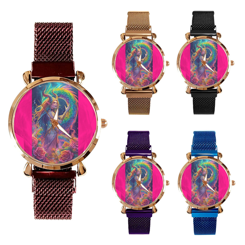 Firey Drsgon Gothic Women's Magneric Strap Watch 2