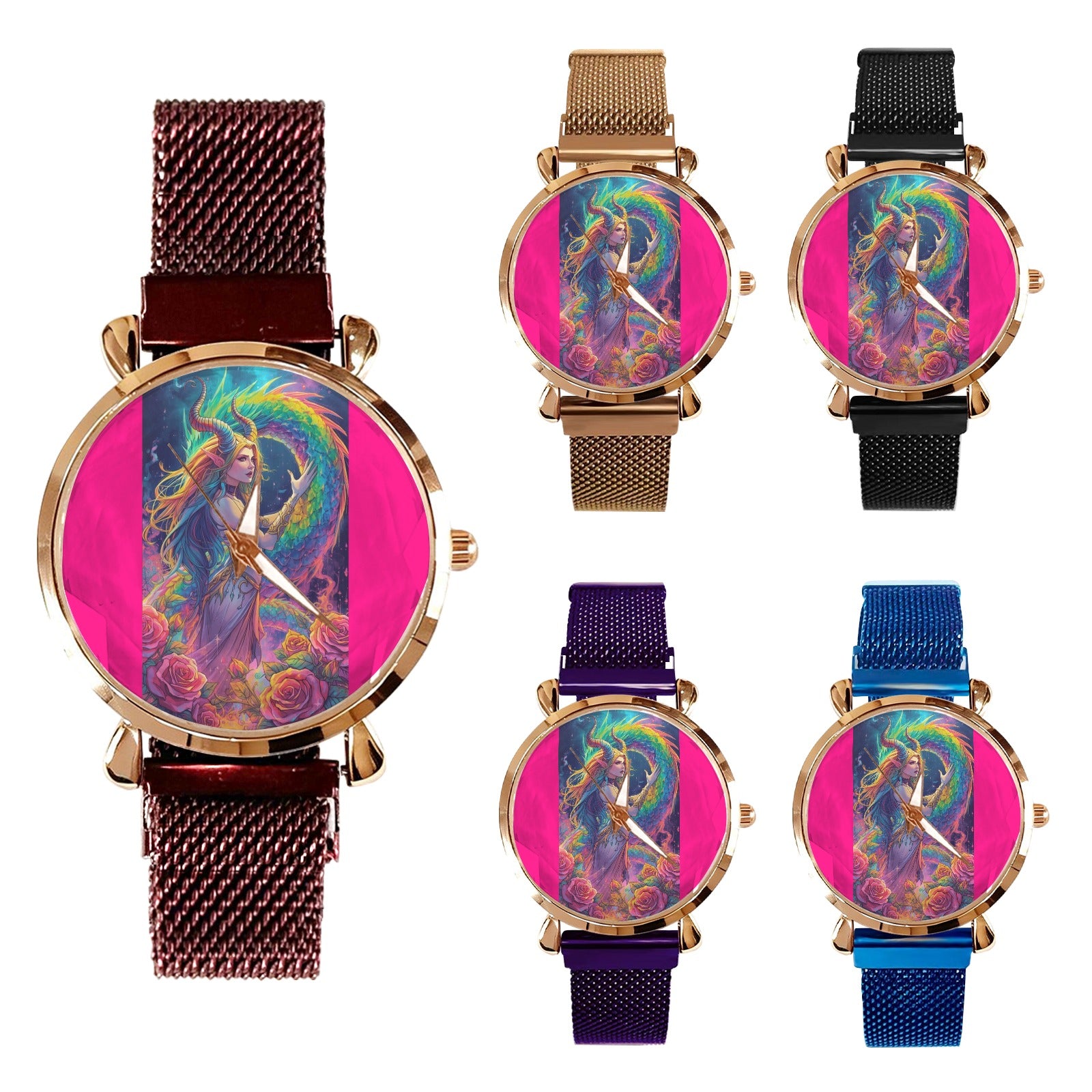 Firey Drsgon Gothic Women's Magneric Strap Watch 2