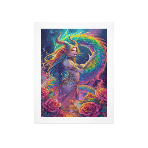 Dark Fantasy Dragon Witch Goddess Art Print Decor 1
