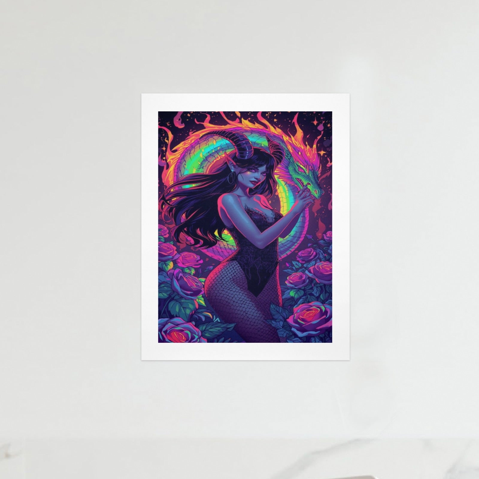 Dark Fantasy Dragon Witch Goddess Art Print Decor 4