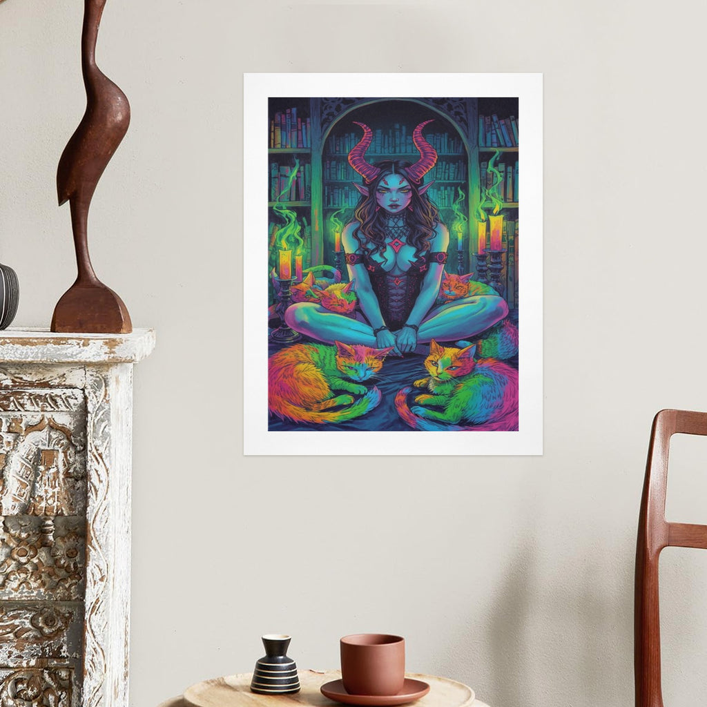 Dark Fantasy Witch Library Art Print 1