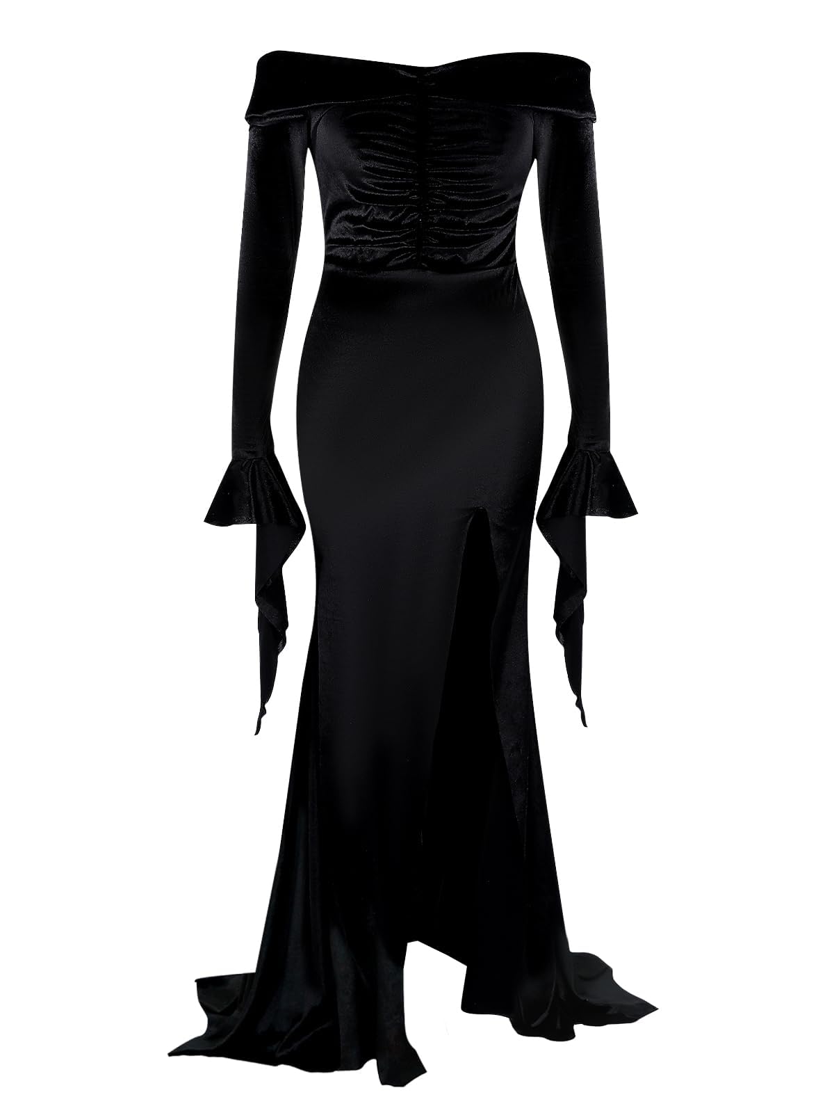 ROC PARTY Womens Gothic Floor Length Off Shoulder Dress Black Size S - Night Bloom Digital Empire Studios