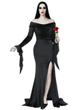 ROC PARTY Womens Gothic Floor Length Off Shoulder Dress Black Size S - Night Bloom Digital Empire Studios