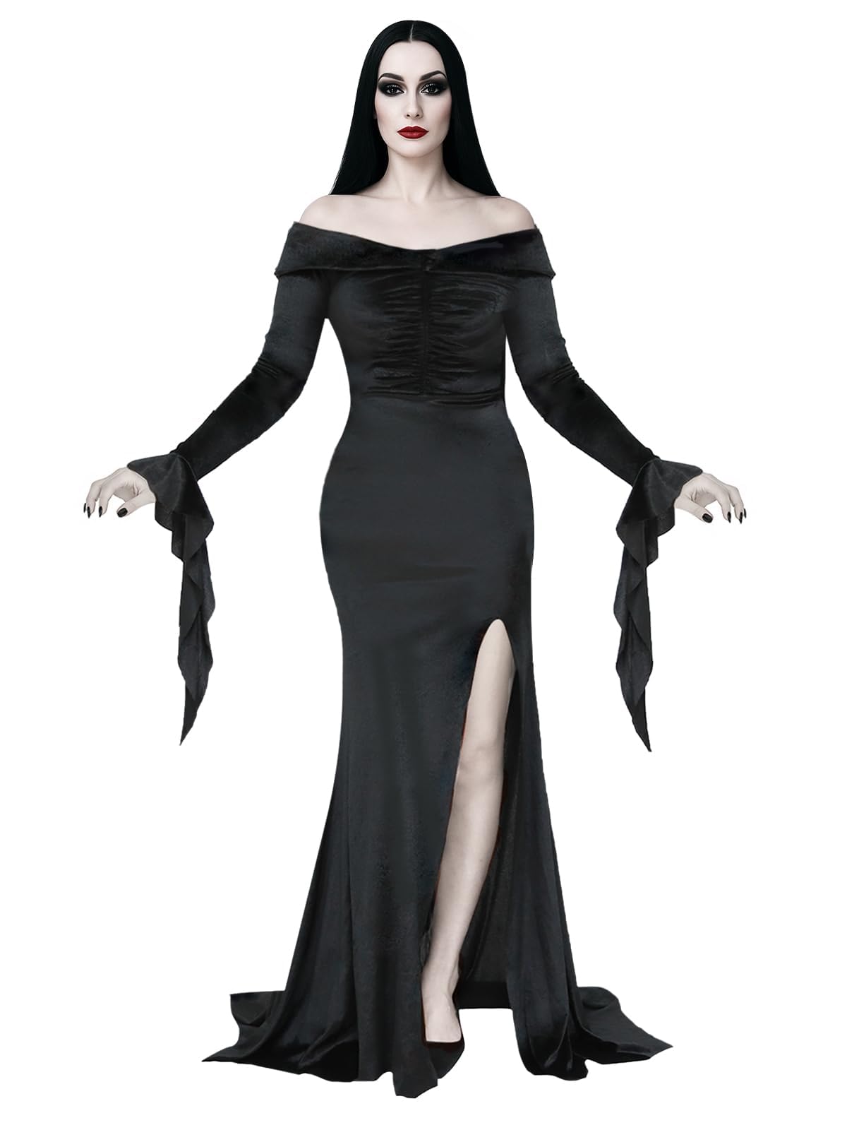 ROC PARTY Womens Gothic Floor Length Off Shoulder Dress Black Size S - Night Bloom Digital Empire Studios
