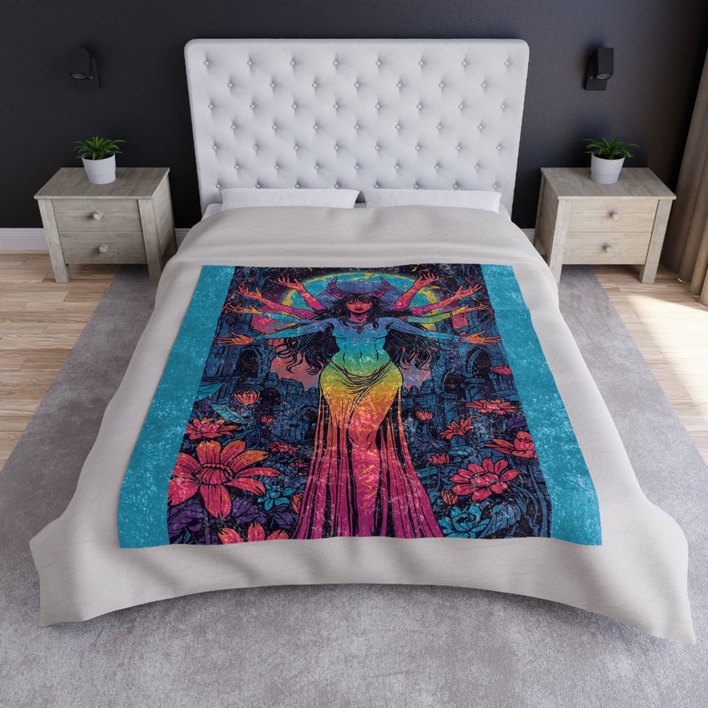 Lilith Egyptian Goddess Crushed Velvet Blanket — 6‑Armed Mythic Velvet Throw