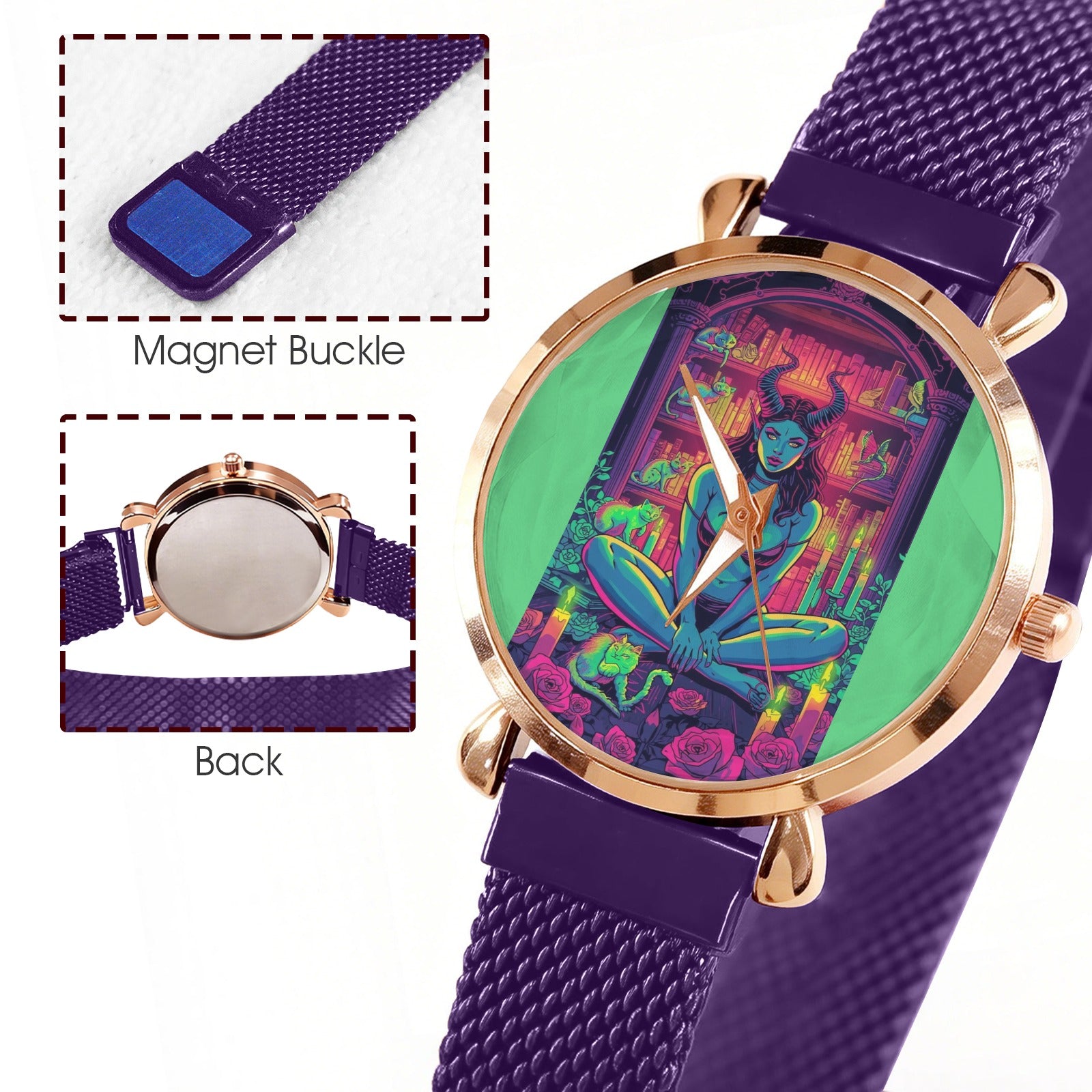 Firey Drsgon Gothic Women's Magneric Strap Watch 4