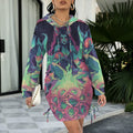 Trippy Rainbow Dragon Goddess Gothic Style Hoodie Dress 3