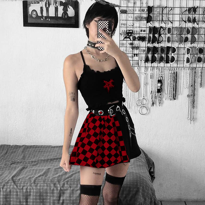 Skirt Gothic Plaid A Line Mini Skirts Harajuku Streetwear - Night Bloom Digital Empire Studios