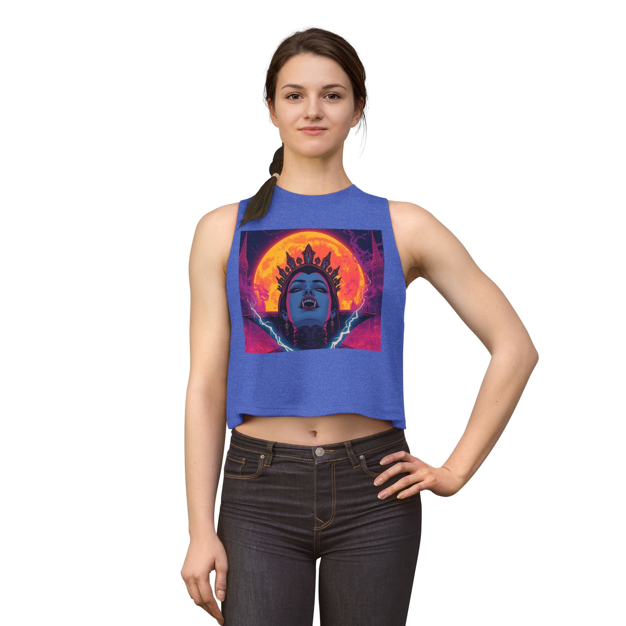 Vampire Queen Neon Gothic Moon Crop Top — Vampire Graphic Women's Crop Top