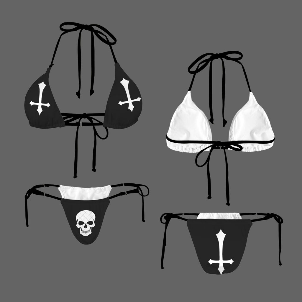 Women's Milk Cow Print Halter String Bikini Set