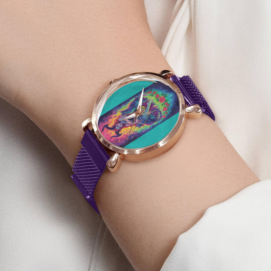 Firey Drsgon Gothic Women's Magneric Strap Watch