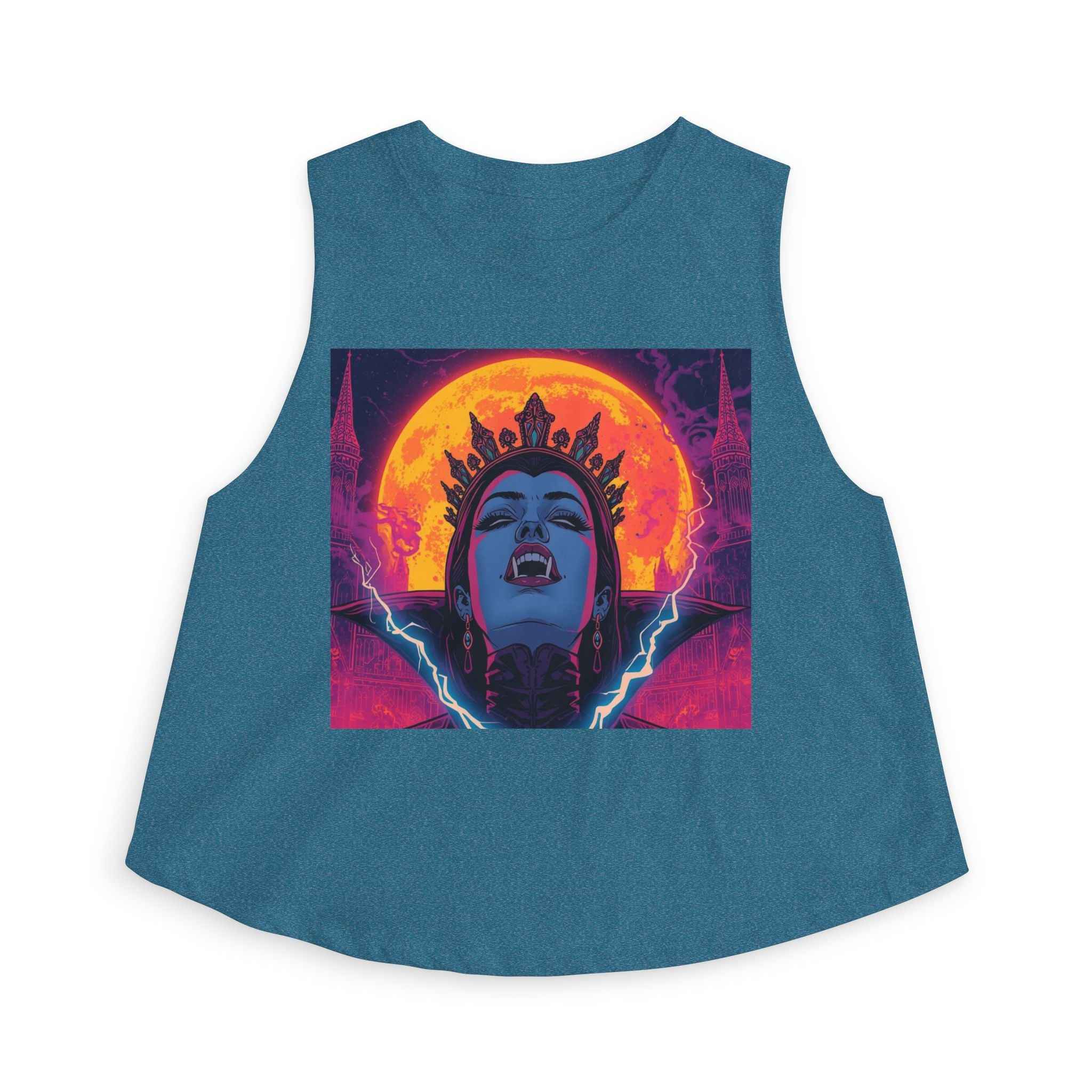 Vampire Queen Neon Gothic Moon Crop Top — Vampire Graphic Women's Crop Top
