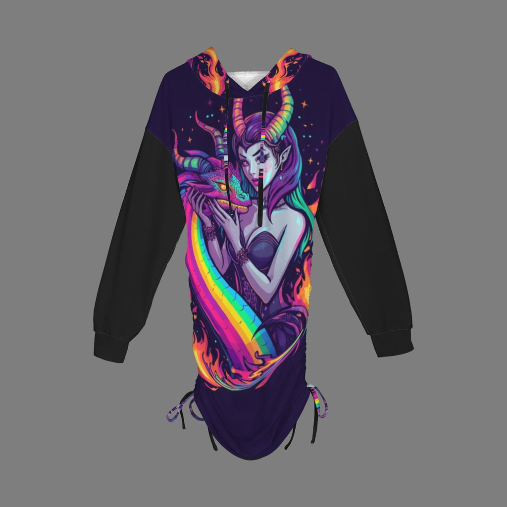 Rainbow Goddess Gothic Style Hoodie Dress