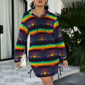Trippy Rainbow Mountains Gothic Style Hoodie Dress