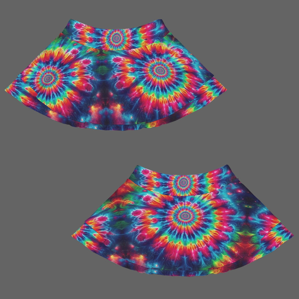 Trippy Gothic Tie-Dye Hippy Style Fashion Sports Skort 4
