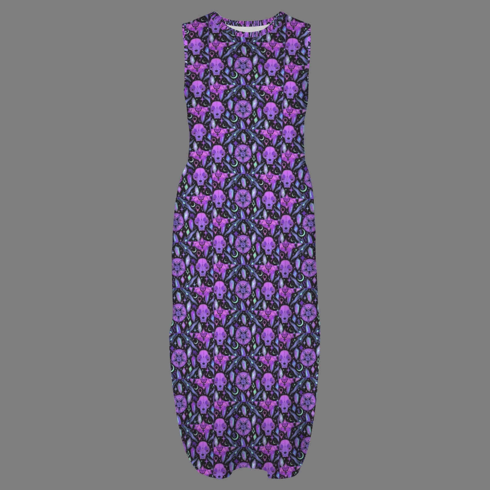 round neck gothic goddess maxi dress 12