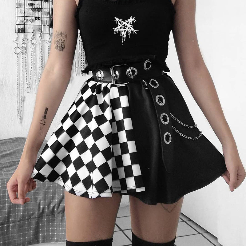Skirt Gothic Plaid A Line Mini Skirts Harajuku Streetwear - Night Bloom Digital Empire Studios
