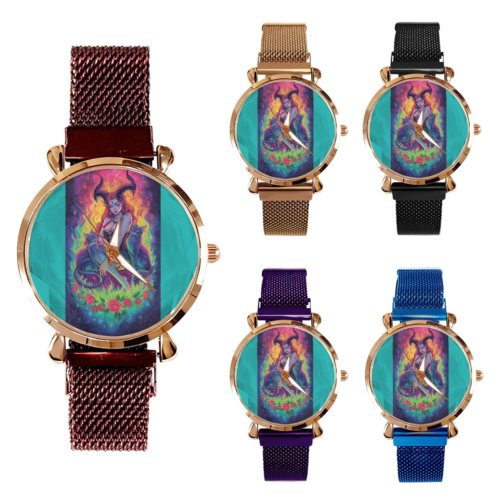 Firey Drsgon Gothic Women's Magneric Strap Watch