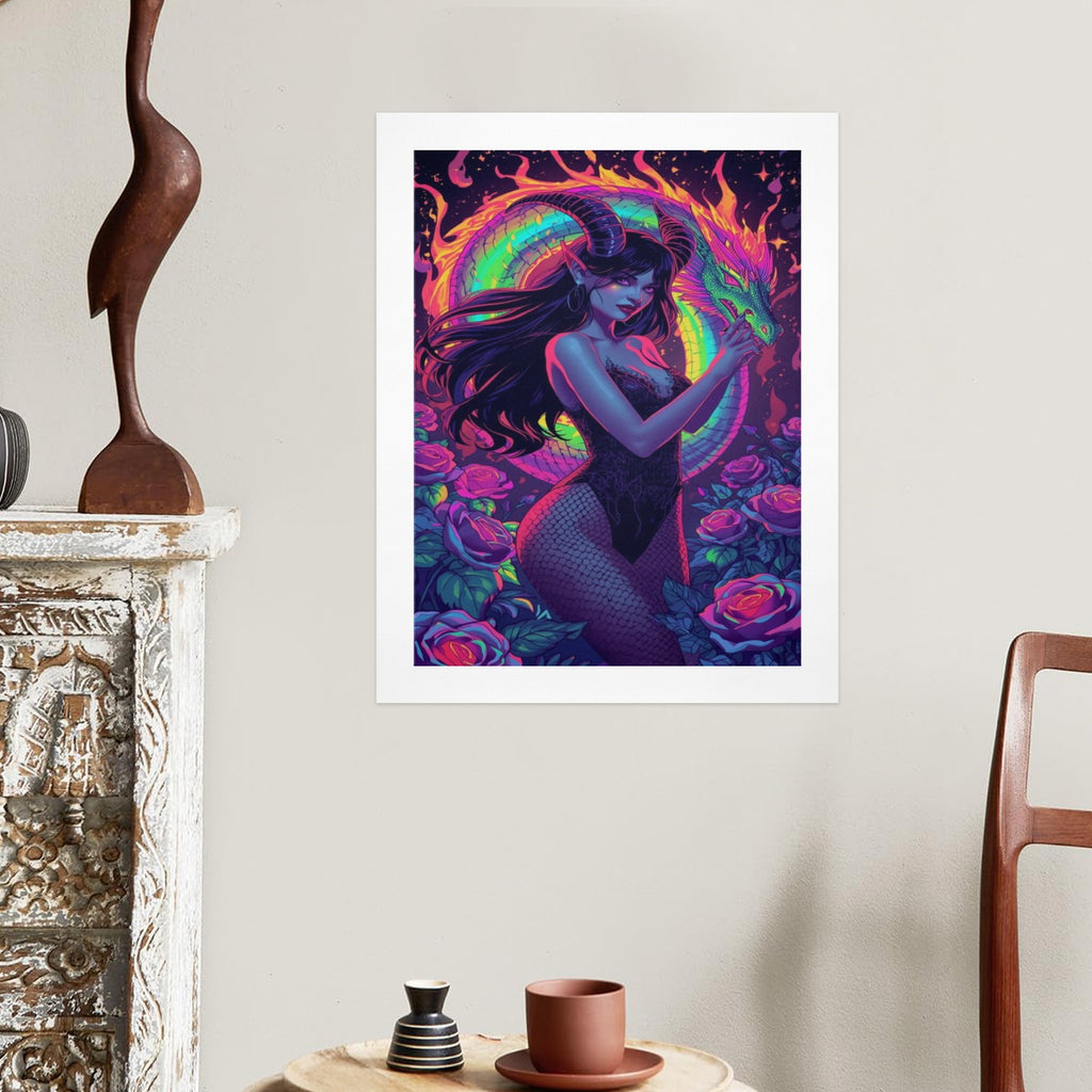 Dark Fantasy Dragon Witch Goddess Art Print Decor 4