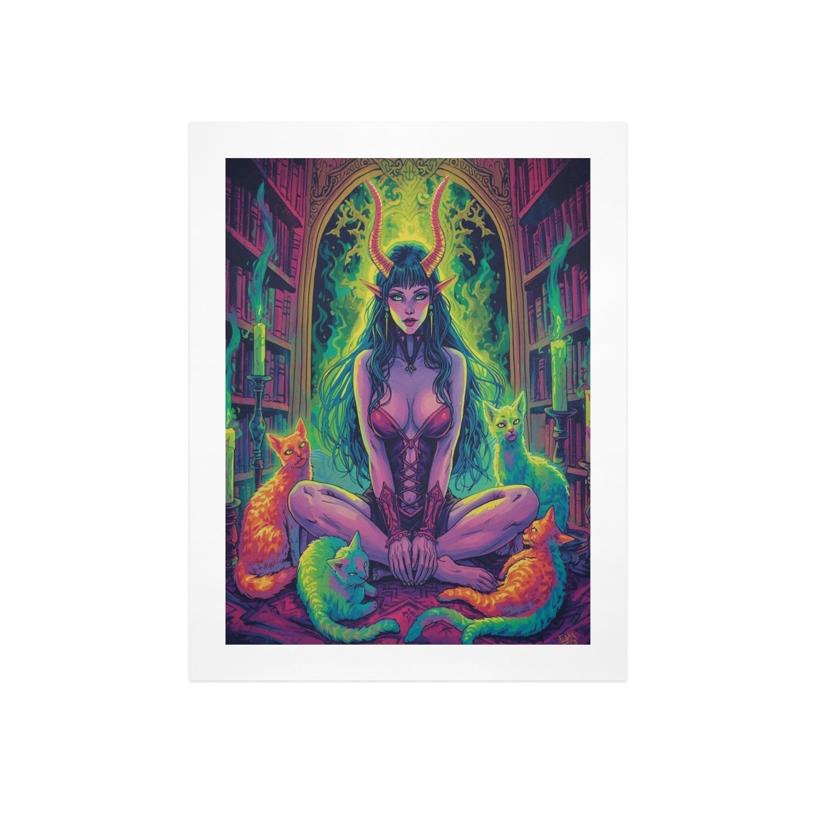 Dark Fantasy Witch Library Art Print 8