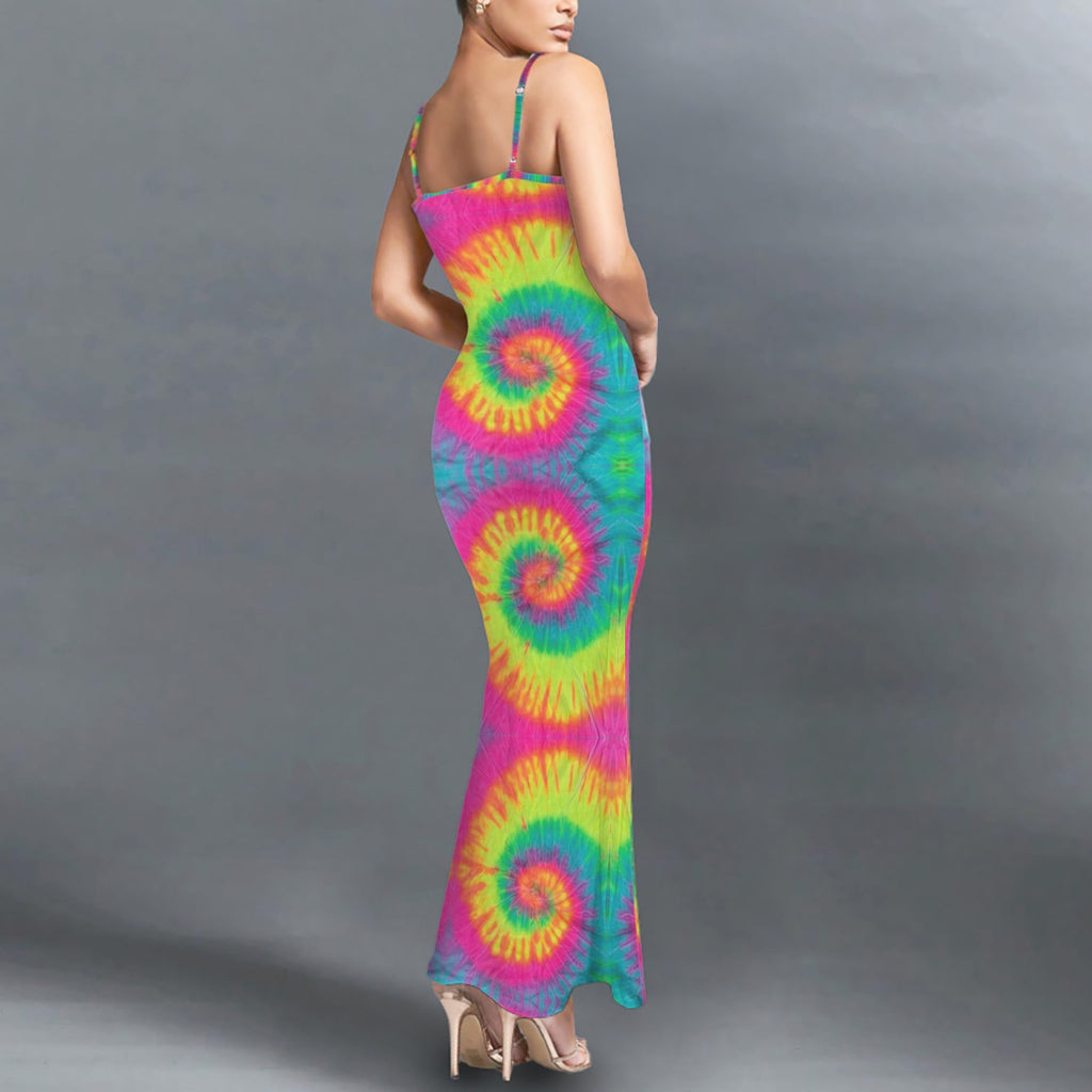 Trippy Tie=Dye long sleevless maxi dress