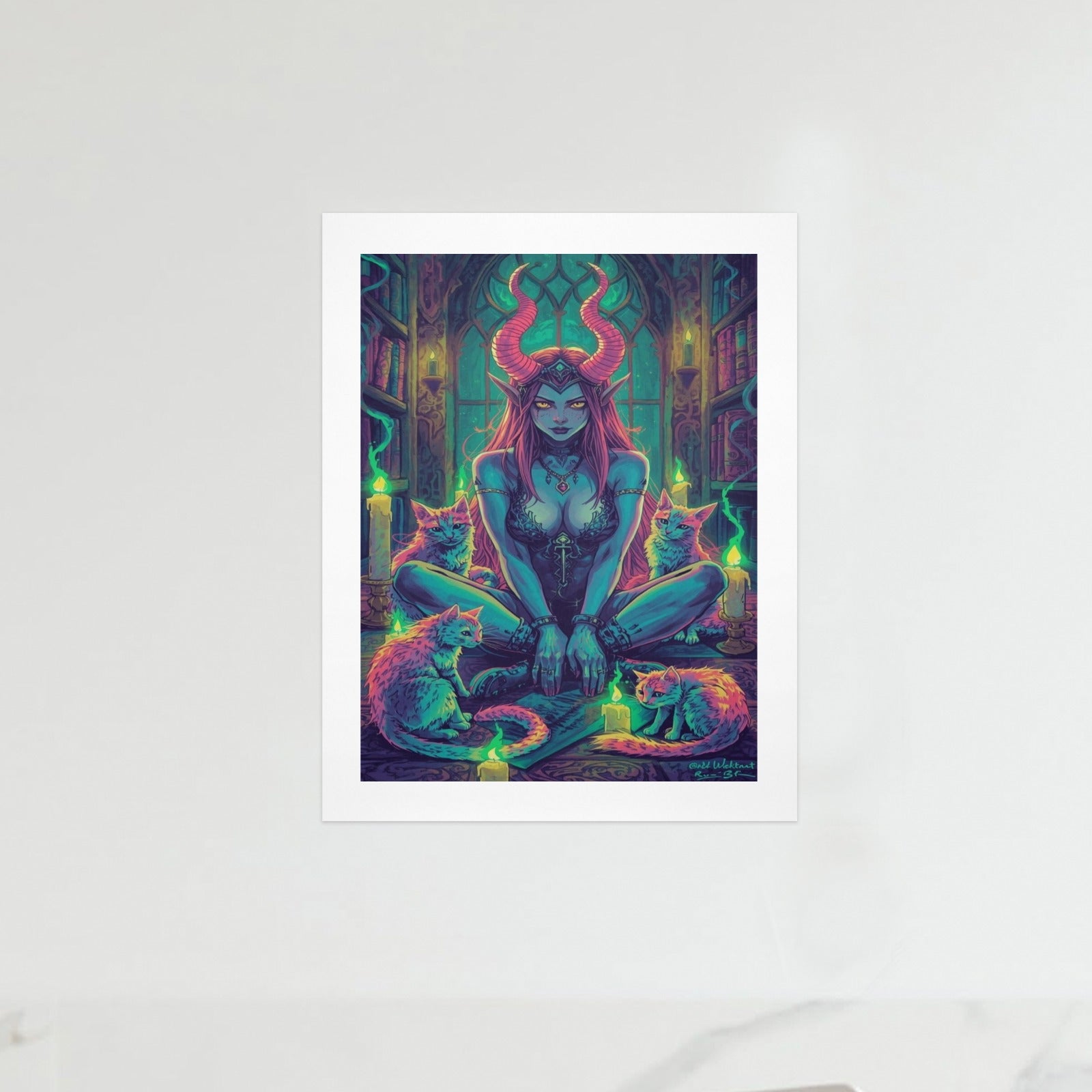 Dark Fantasy Witch Library Art Print 2