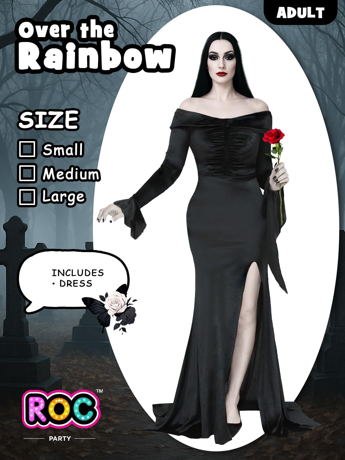 ROC PARTY Womens Gothic Floor Length Off Shoulder Dress Black Size S - Night Bloom Digital Empire Studios