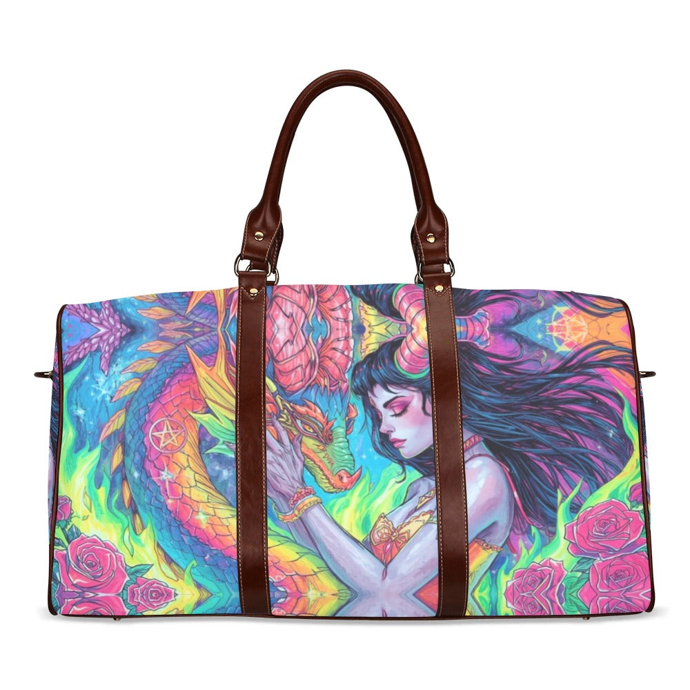 Firey Dragon Witch Gothic Women's Fashion Waterproof Travel Bag Large