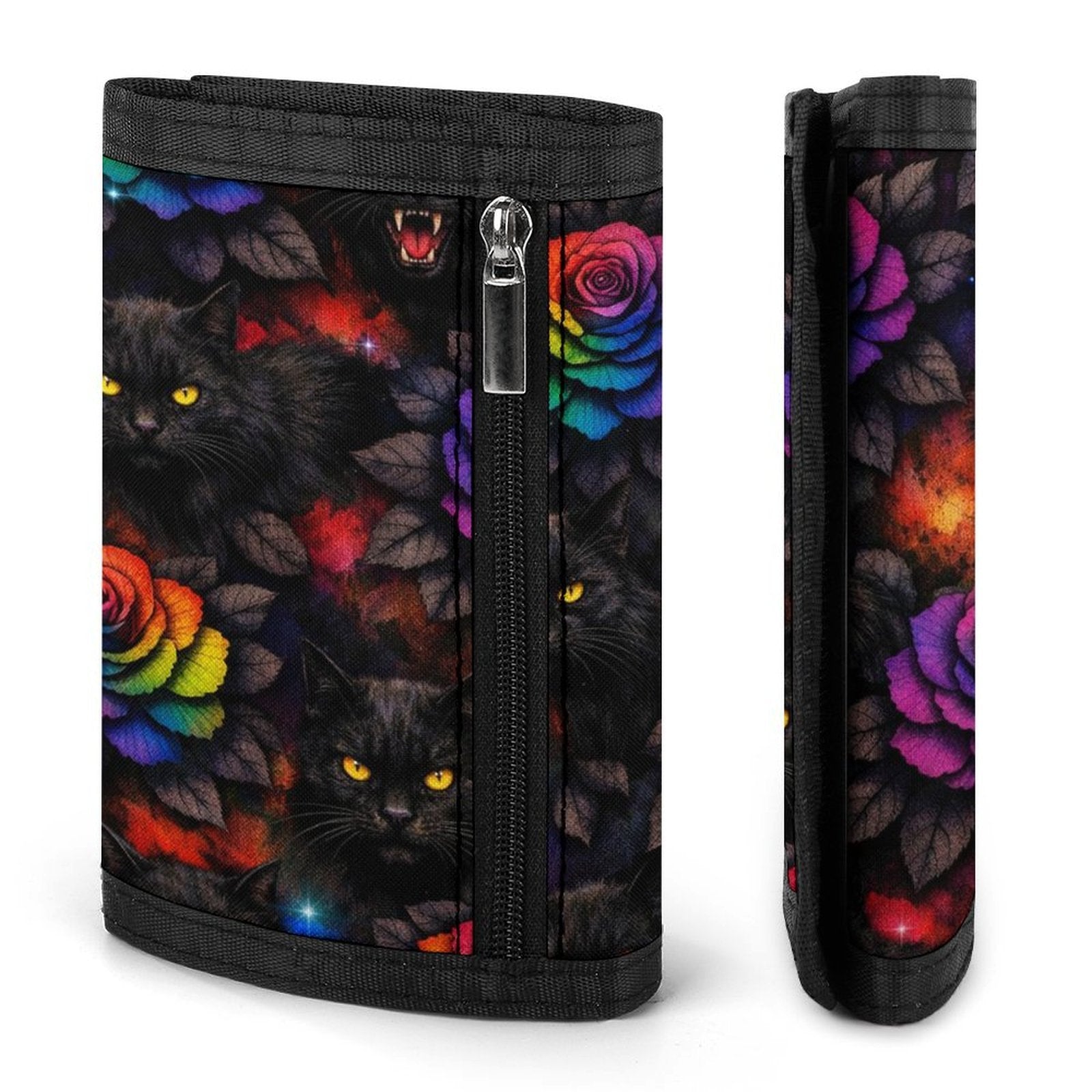 Custom Trifold Nylon Wallet Fabric Card & Coin Holder With Zipper