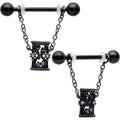 Purple Gem Goth Hourglass Nipple Ring Set14G 5/8 - Night Bloom Digital Empire Studios