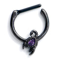16G 5/16 Purple Gem Black Goth Scorpion Cartilage Clicker - Night Bloom Digital Empire Studios