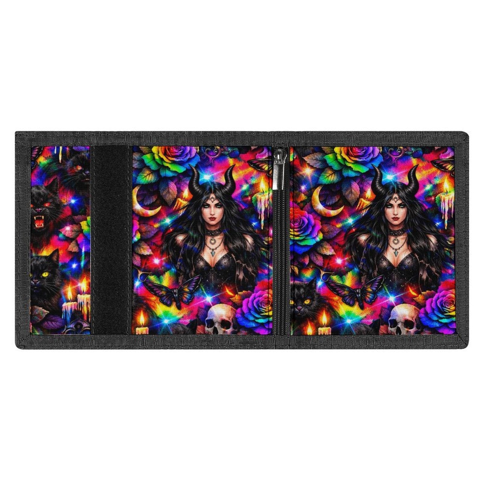 Custom Trifold Nylon Wallet Fabric Card & Coin Holder With Zipper