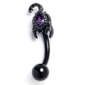 16G 5/16 Purple Gem Black Goth Scorpion Curved Eyebrow Ring - Night Bloom Digital Empire Studios