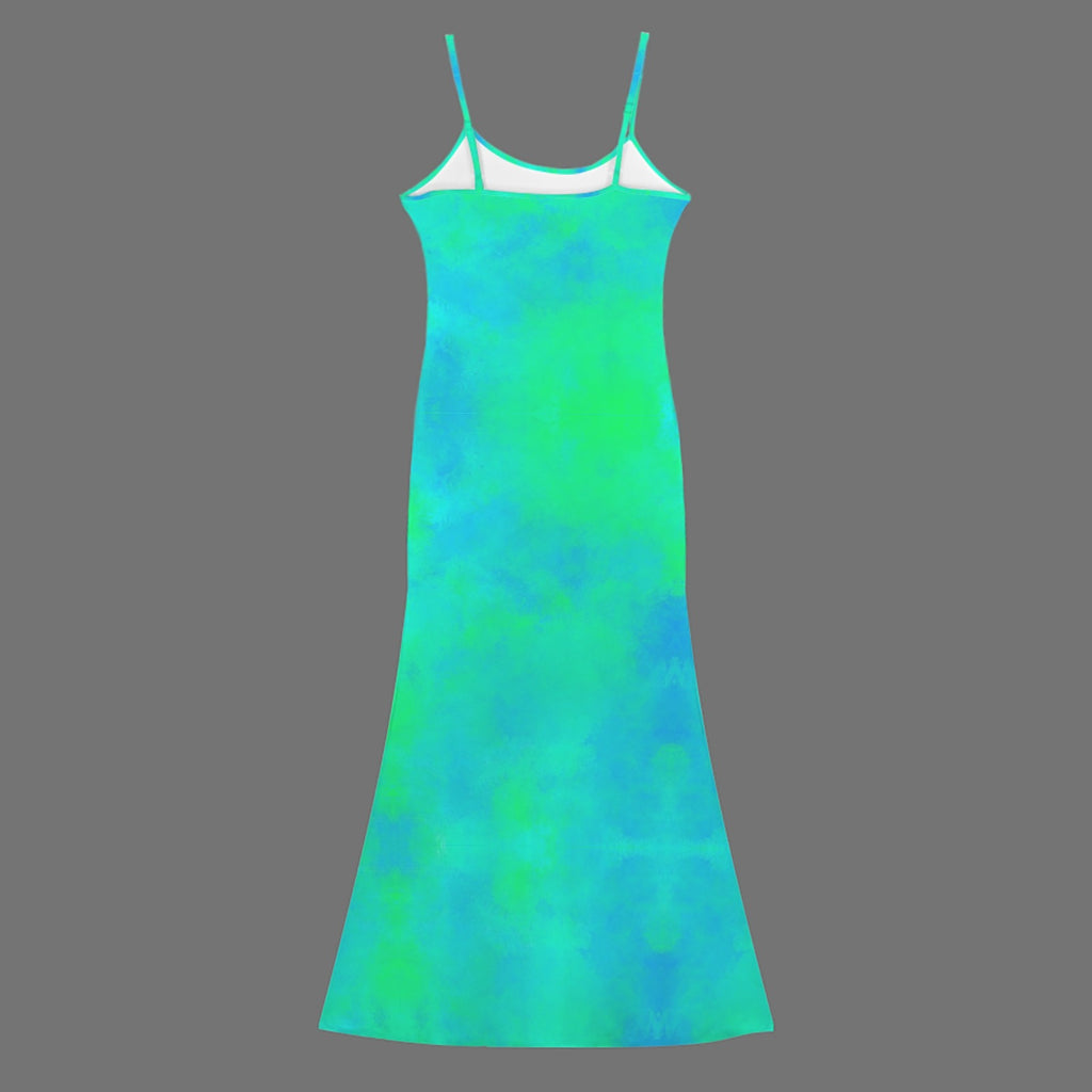 Colorful Trippy print long sleevless slip maxi dress