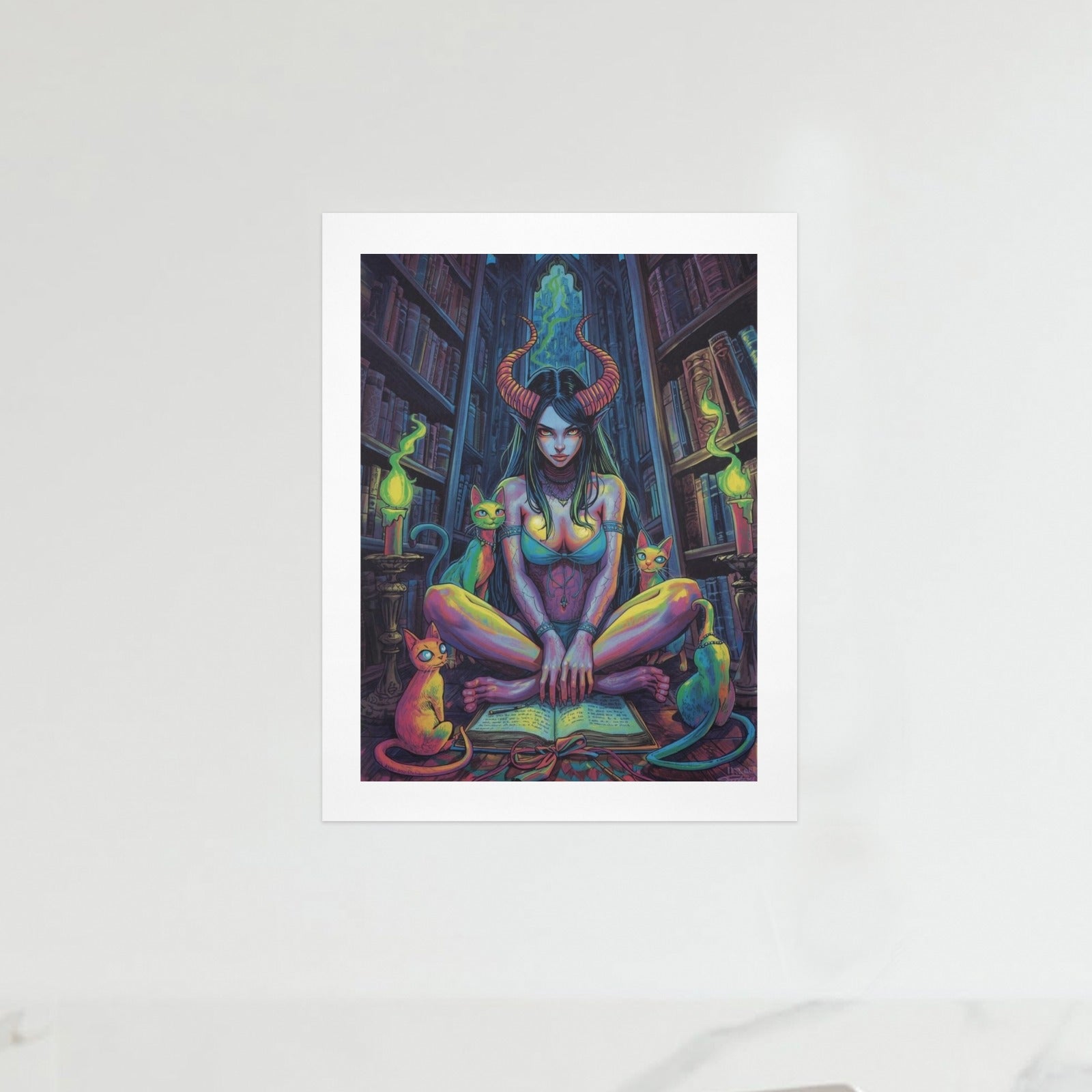 Dark Fantasy Witch Library Art Print 2
