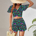 Jason Horror Print 2 Peice Shorts Outfit Set