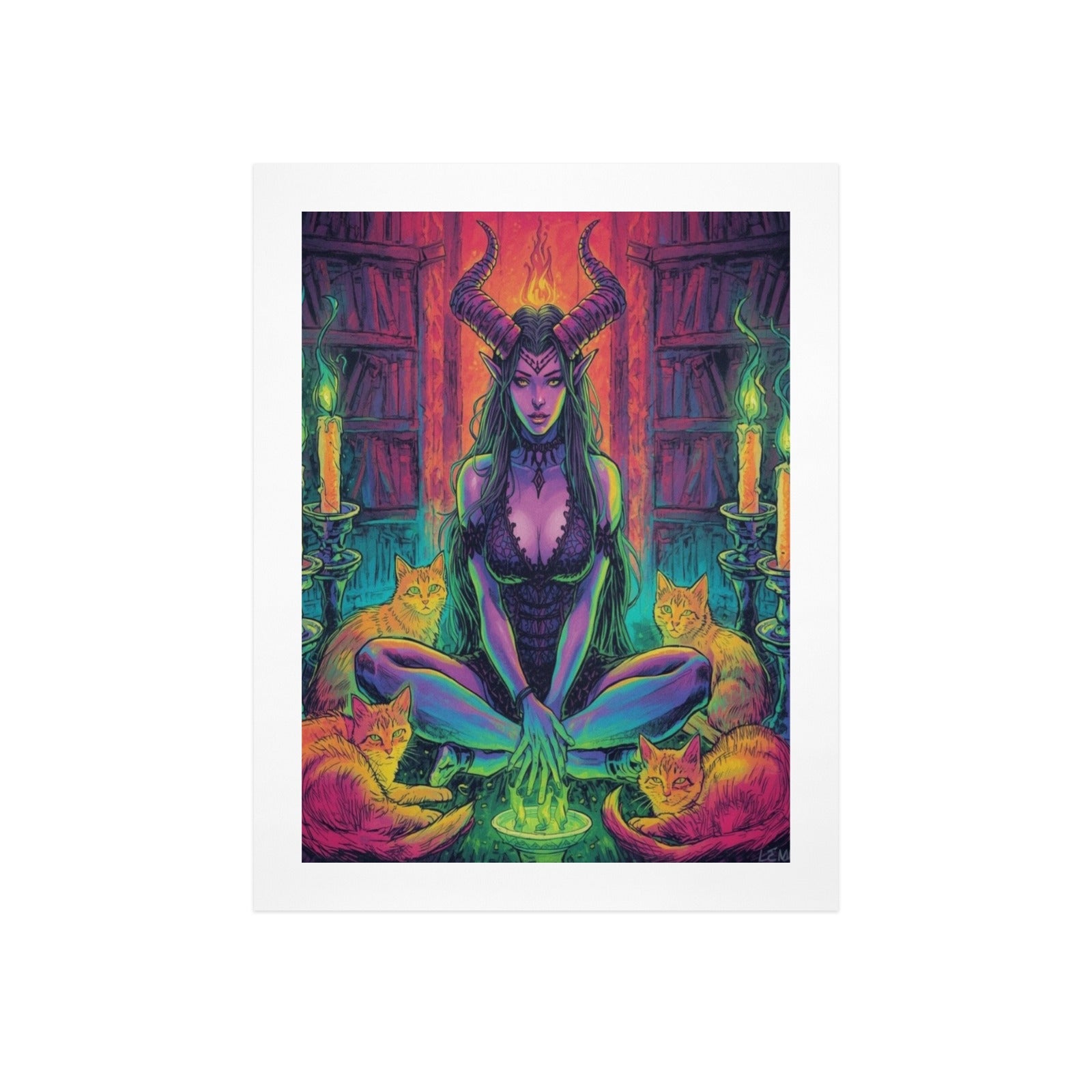 Dark Fantasy Witch Library Art Print 10
