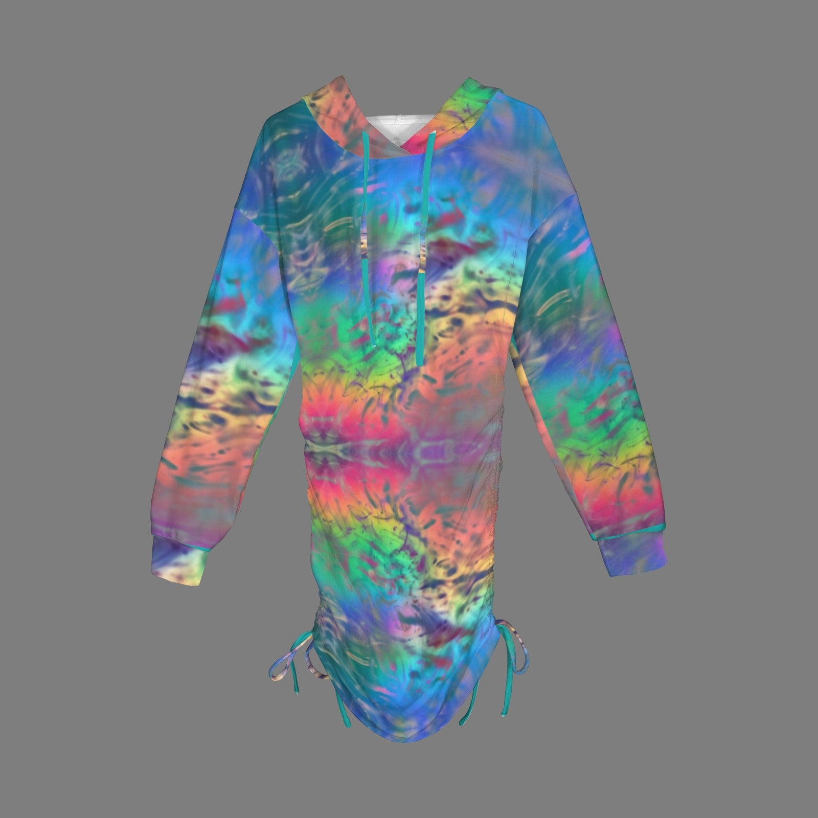 Trippy Rainbow  Gothic Style Hoodie Dress