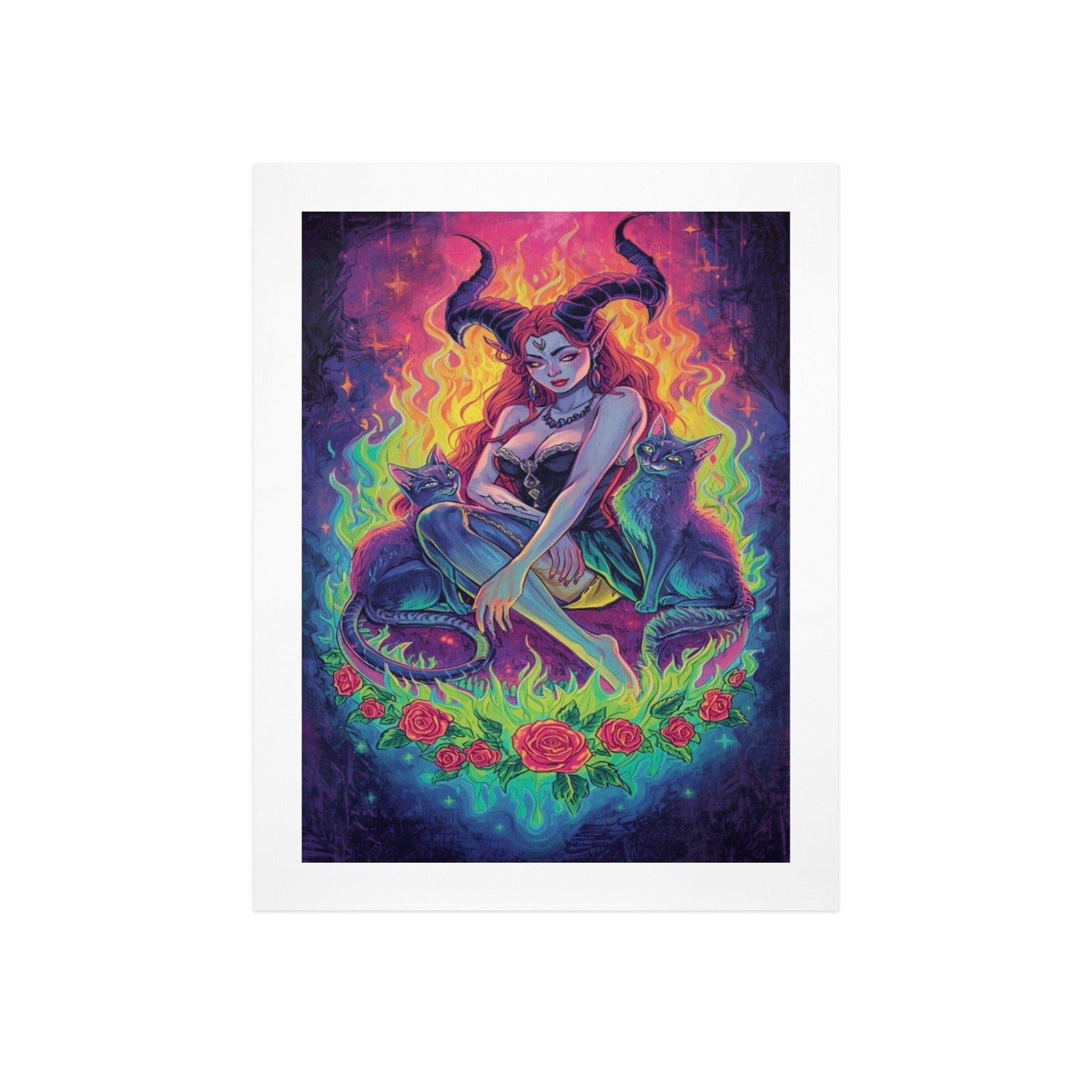 Dark Fantasy Dragon Witch Goddess Art Print Decor 3