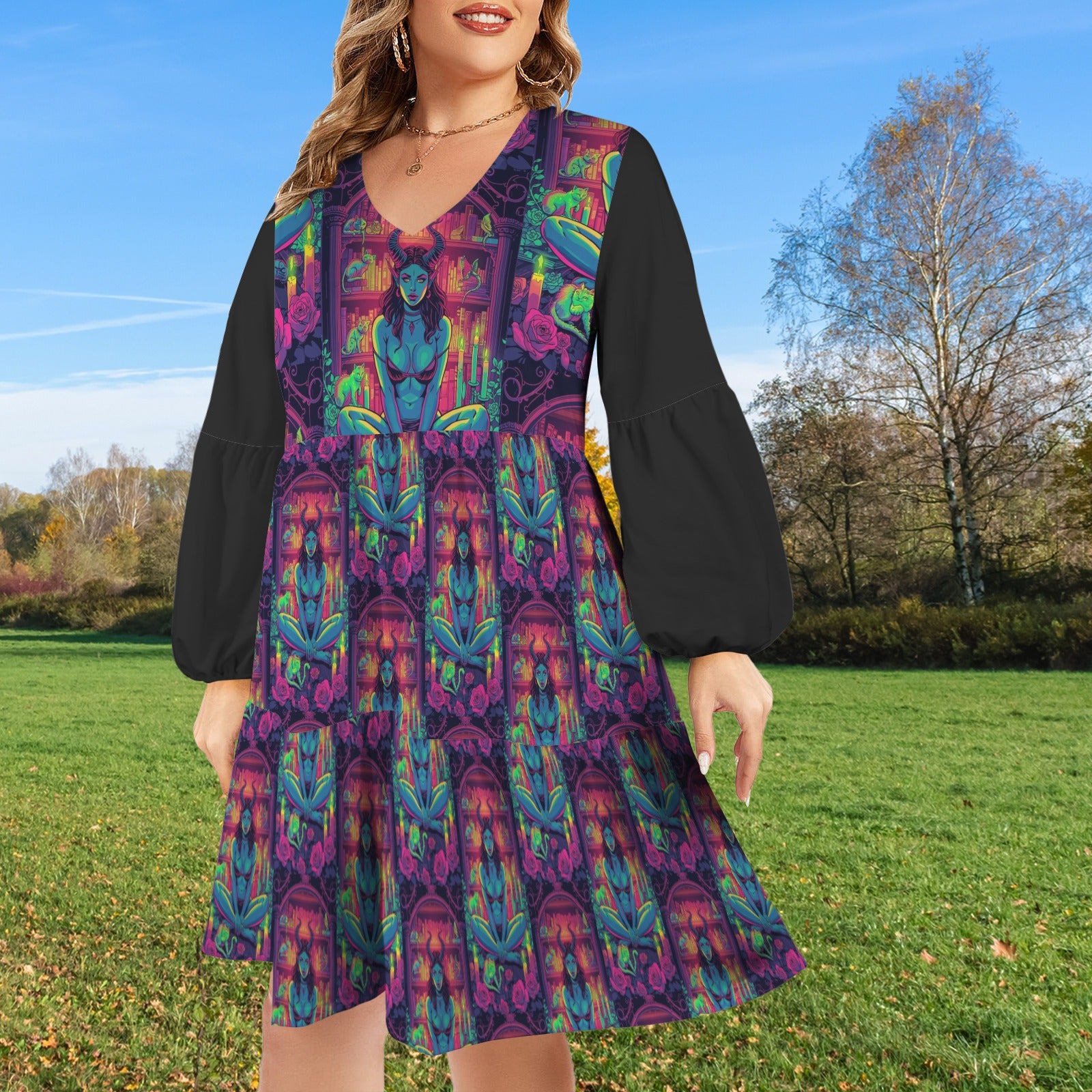 Gothic Witch Fashion Long Sleeved Dress
