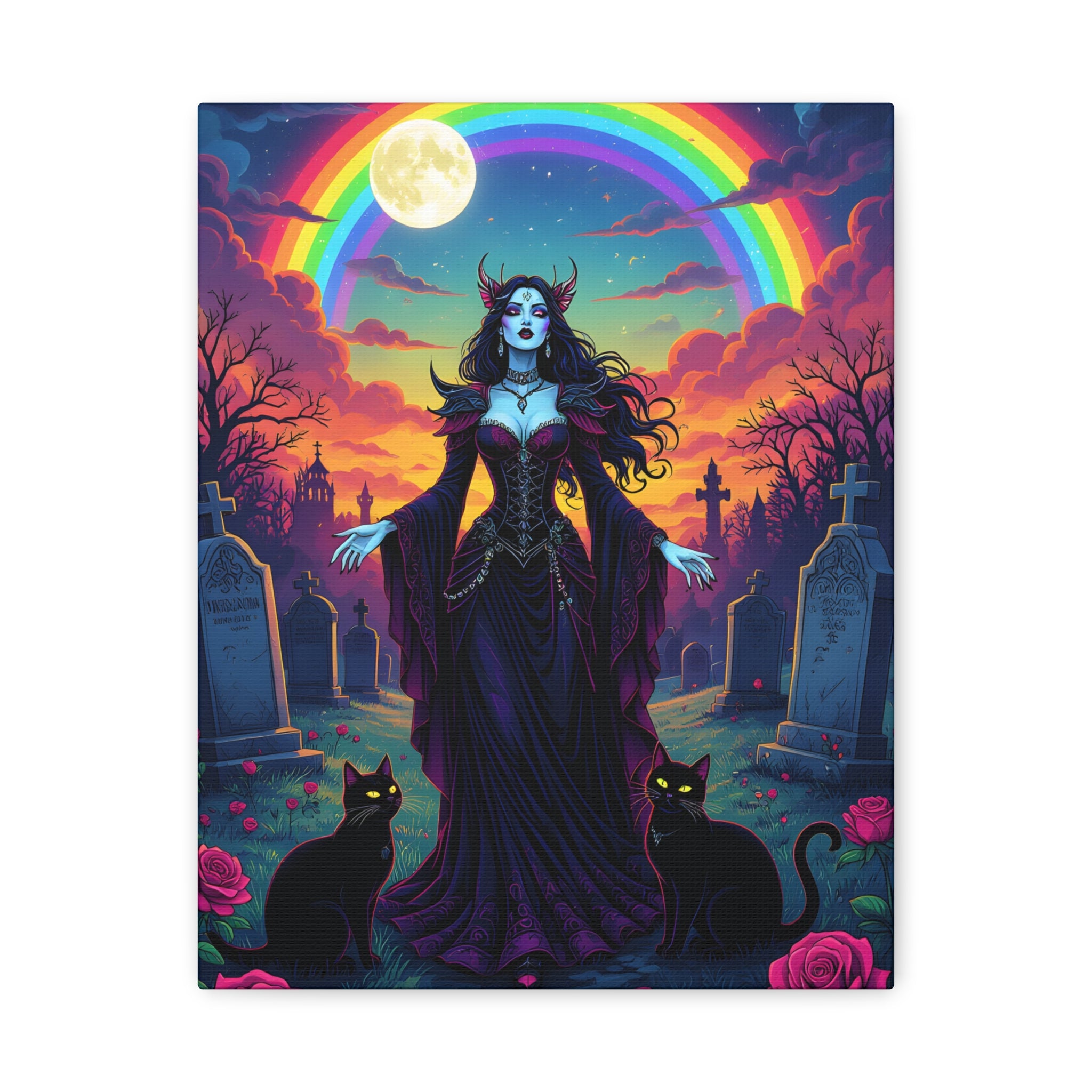 Gothic Witch Goddess Rainbow Night Matte Canvas