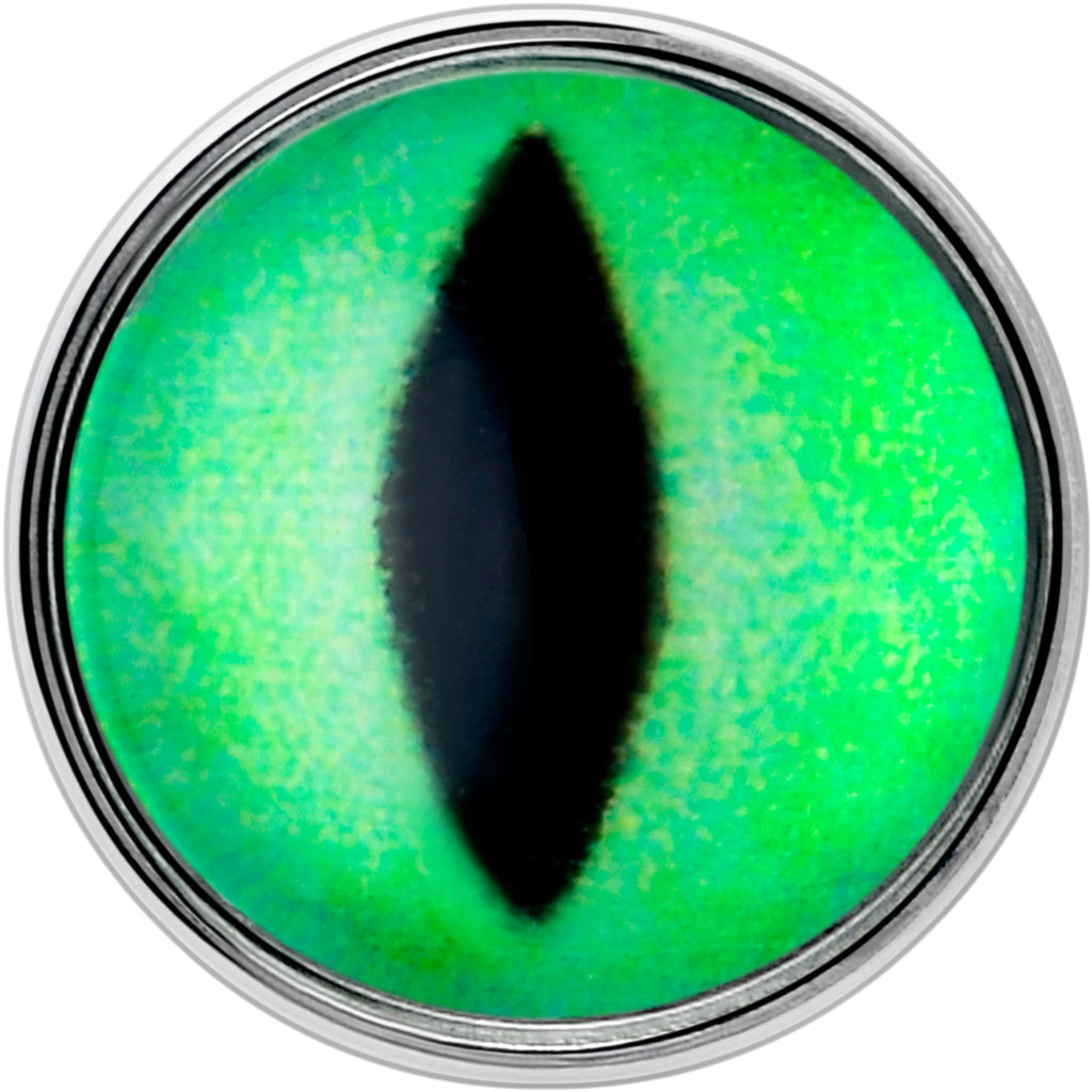 Kitty Green Eye UV Reactive Barbell Tongue Ring - Night Bloom Digital Empire Studios