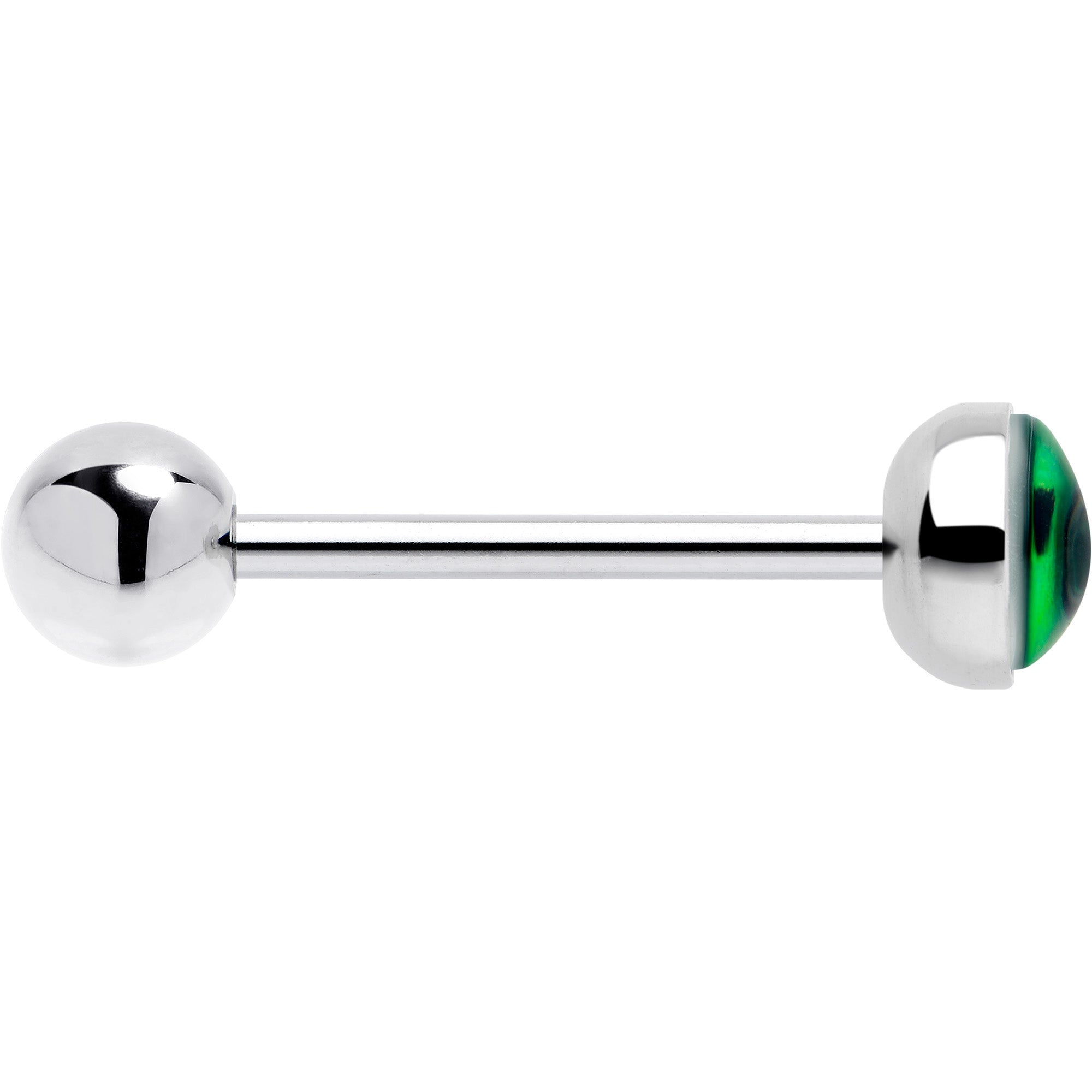 Kitty Green Eye UV Reactive Barbell Tongue Ring - Night Bloom Digital Empire Studios