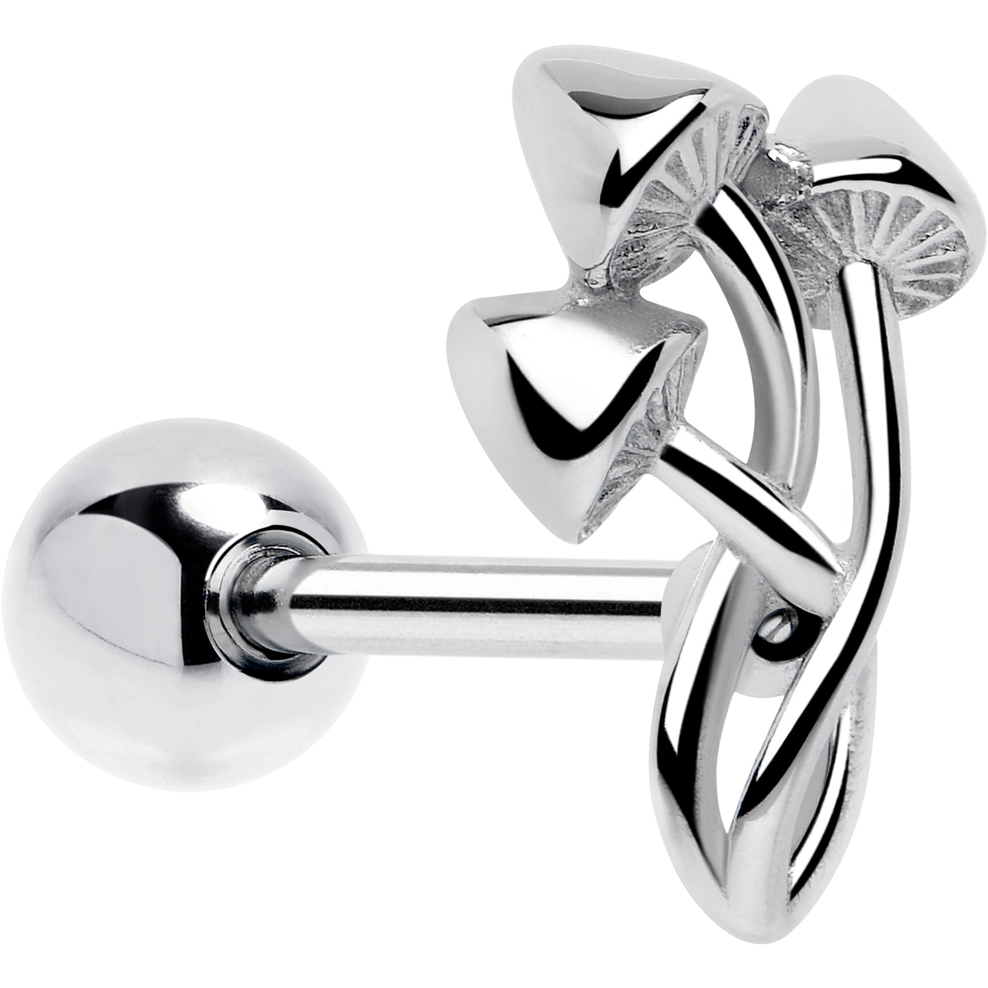 Trippy Mushroom Trio Barbell Tongue Ring - Night Bloom Digital Empire Studios