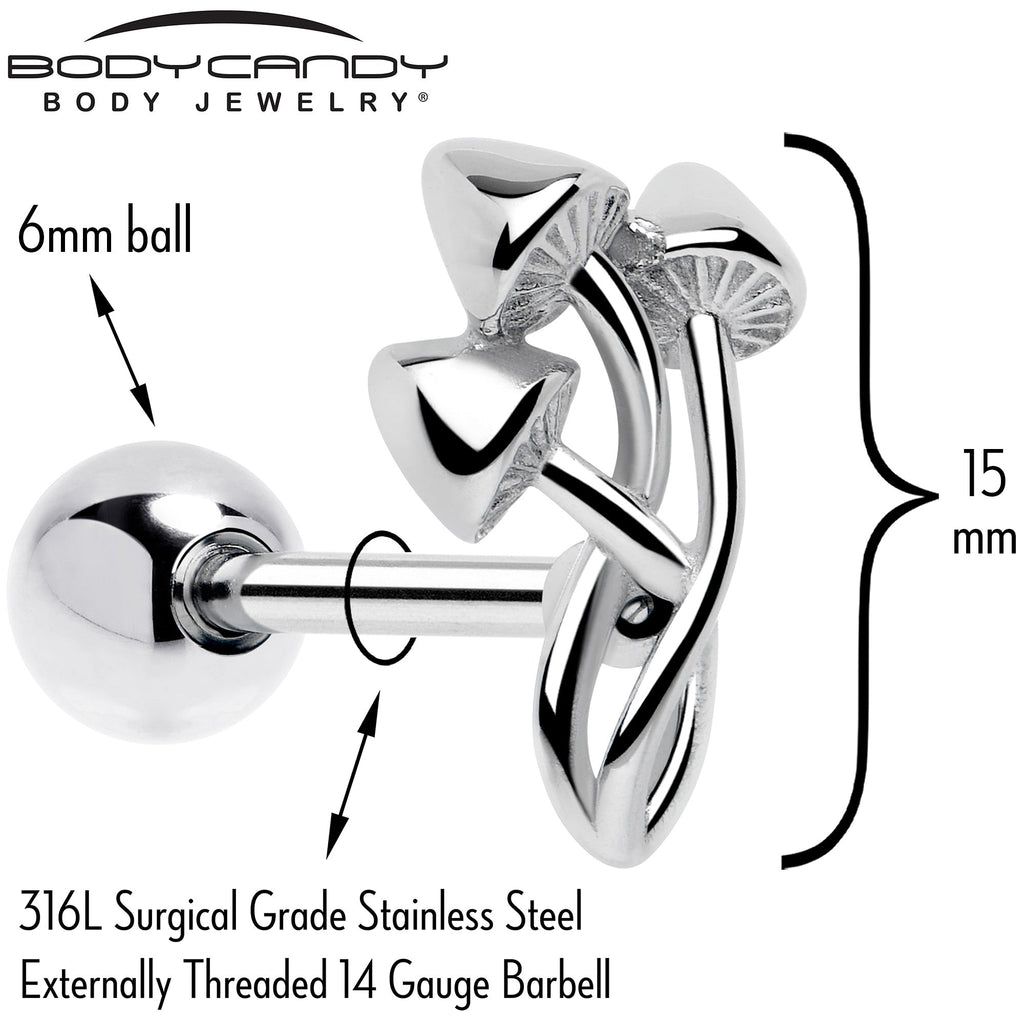 Trippy Mushroom Trio Barbell Tongue Ring - Night Bloom Digital Empire Studios