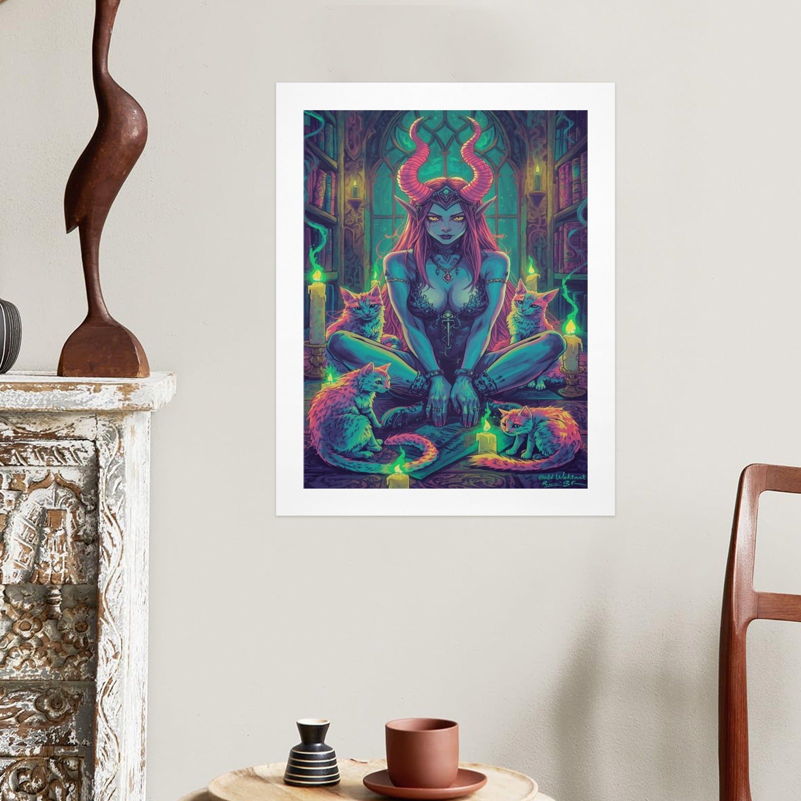 Dark Fantasy Witch Library Art Print 2