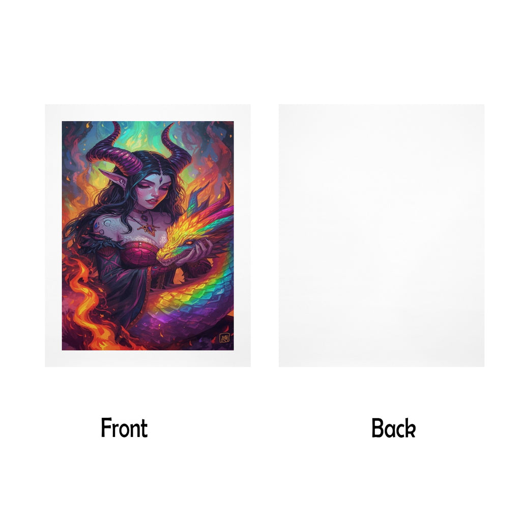 Dark Fantasy Dragon Witch Goddess Art Print Decor 2