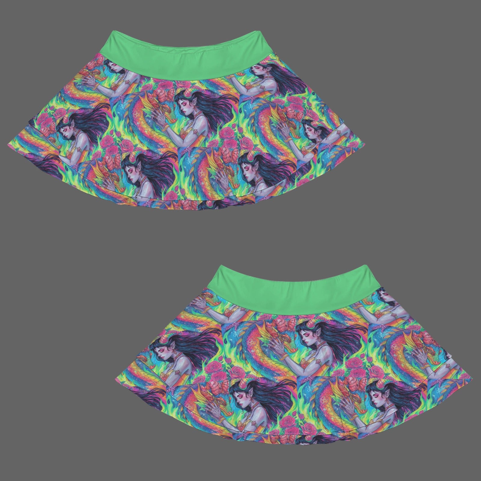 Gothic Dragon Witch Rainbow Fashion Sport Skort