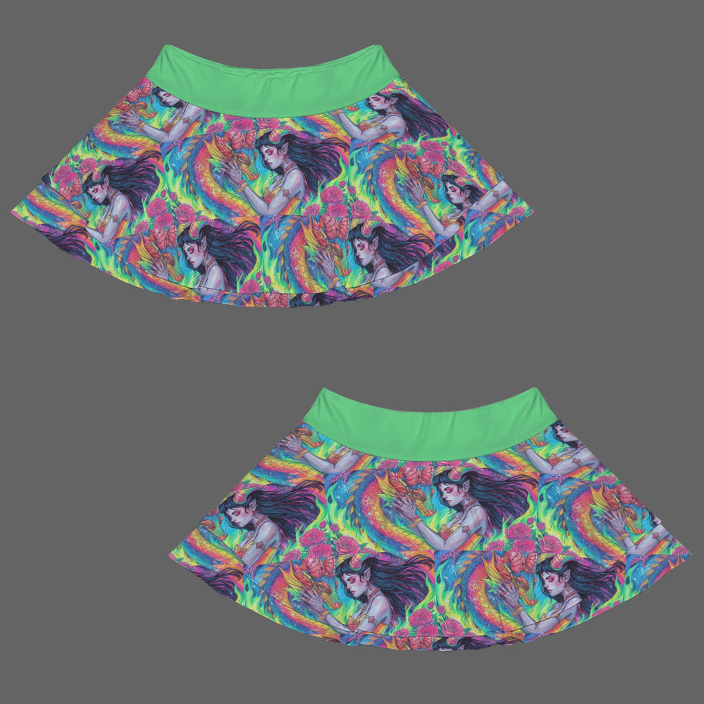 Gothic Dragon Witch Rainbow Fashion Sport Skort