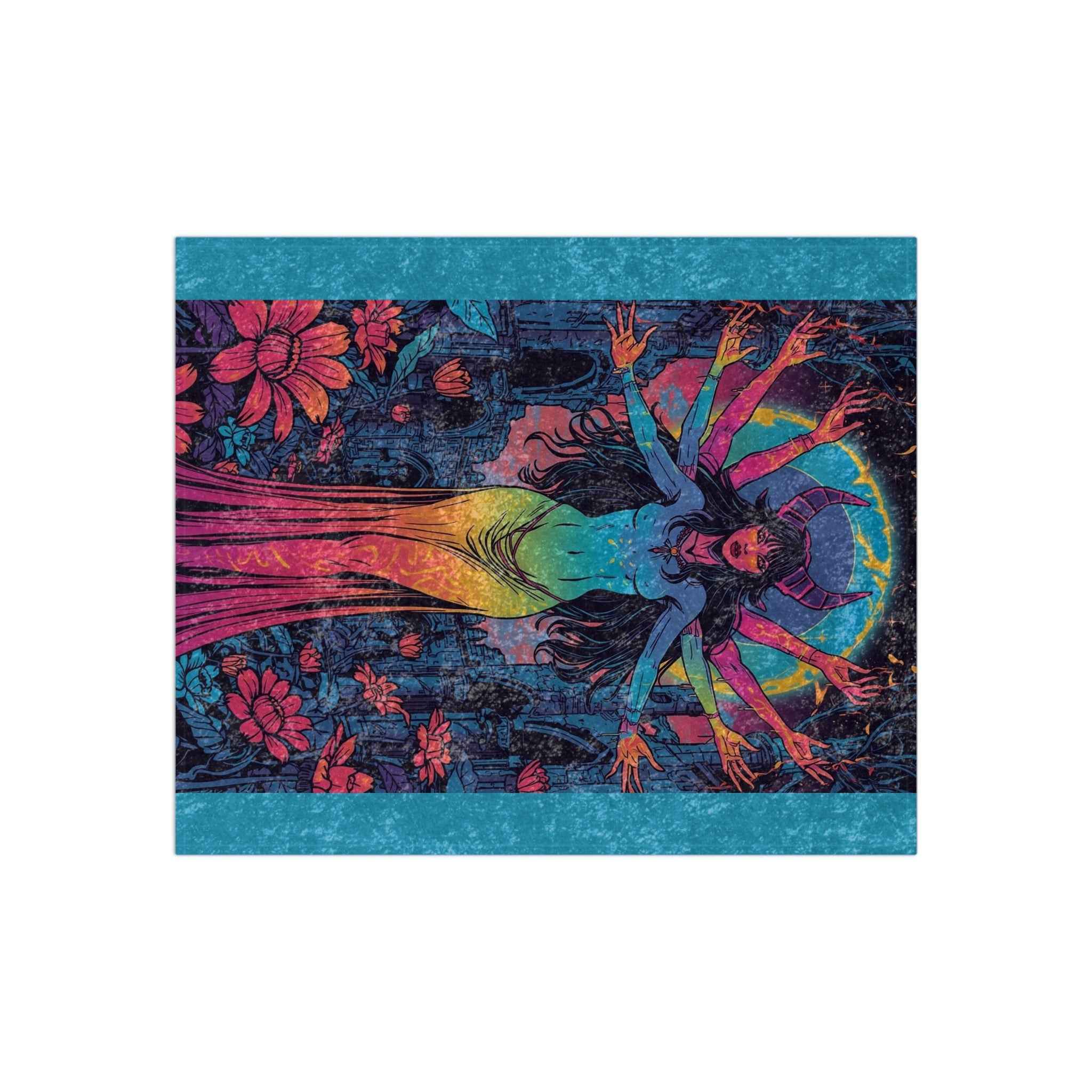 Lilith Egyptian Goddess Crushed Velvet Blanket — 6‑Armed Mythic Velvet Throw